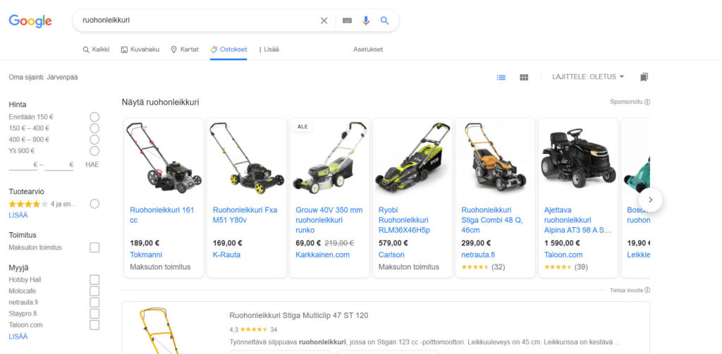 Google Shopping mainos